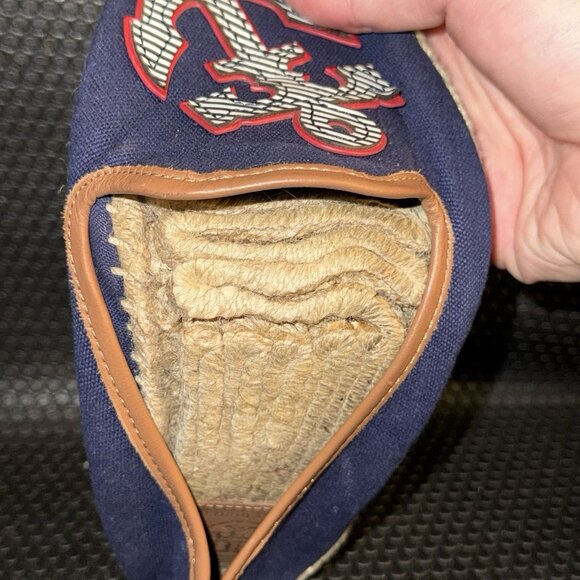 Tory Burch Flats Denim Navy Nautical Beach Slip On Fish Sailboat Women's Size 10 - Picture 10 of 10